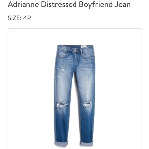 Adrienne Distressed Boyfriend Jean NWT